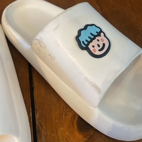 Cute Cartoon People Chunky Slides White Slip On Sandals Beach Shoes - Picture 6 of 10